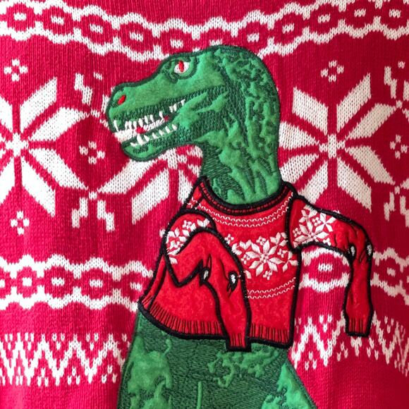 33 Degrees T-Rex Tyrannosaurus Dinosaur Tiny Arms Ugly Christmas Sweater Sz XL - Picture 2 of 5